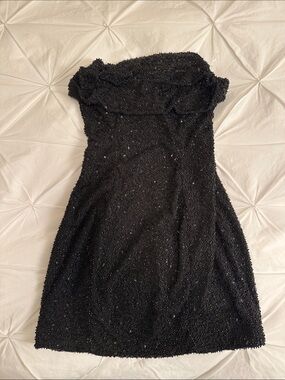 Oh Polly Sequin Black Mini Dress